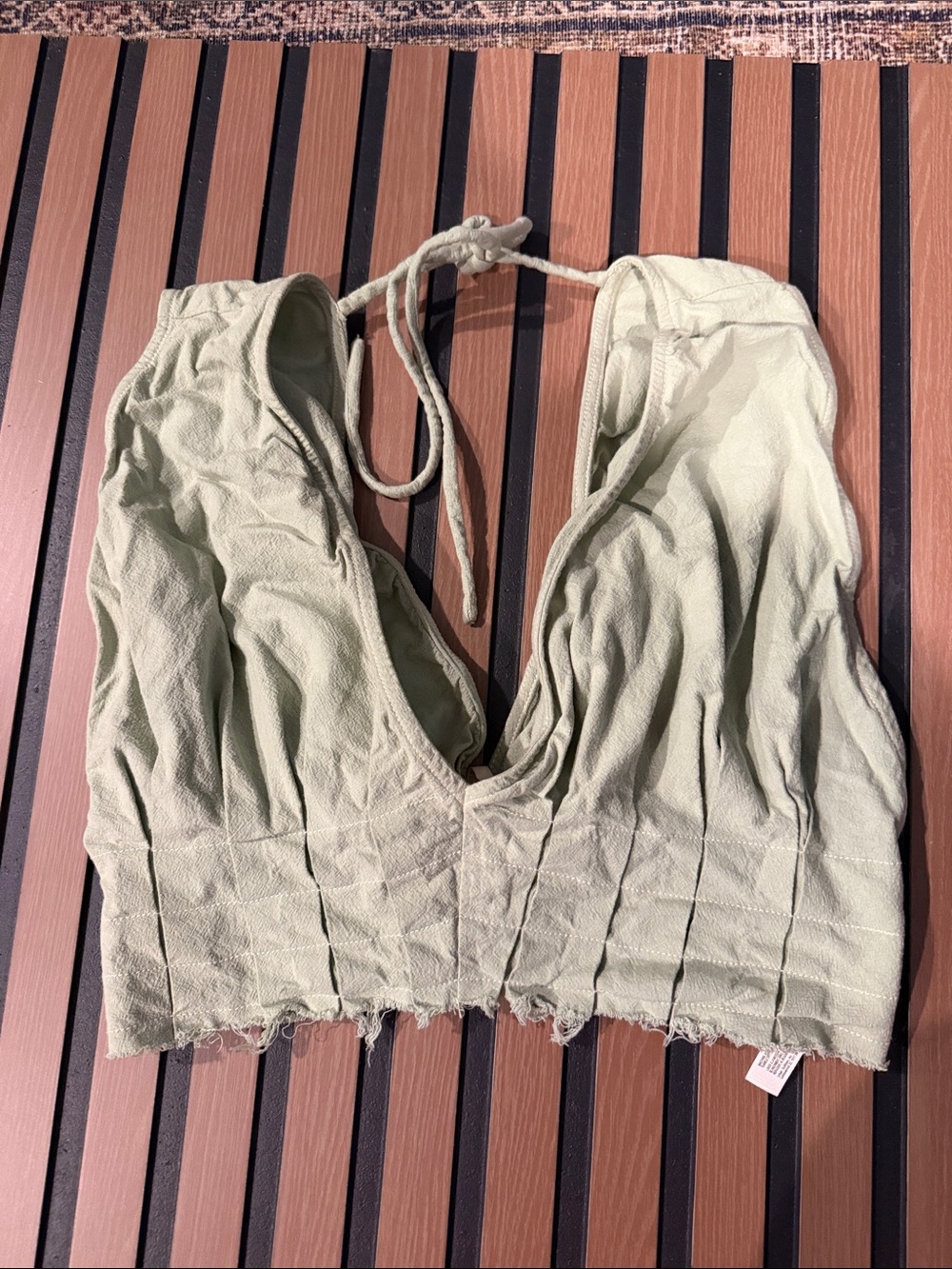 Free People Light Sage Green Cropped Halter Top